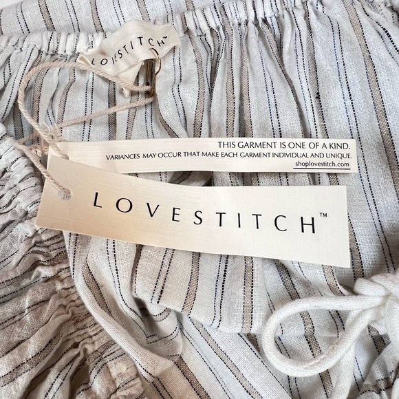 Lovestitch Striped Linen Blend Off The Shoulder Top Size Medium NWT - Picture 9 of 13